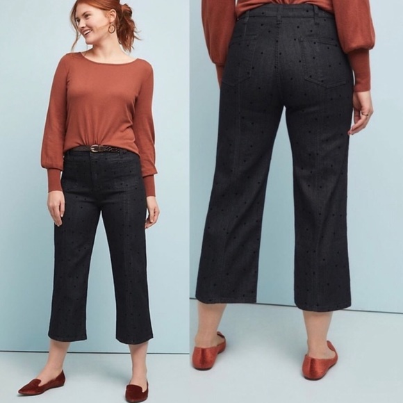 Anthropologie Denim - Anthro Pilcro Felted Polka Dot Wide Leg 30 Jeans
